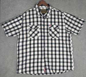 Dixxon Flannel Button Plaid Short Sleeve Shirt Mens 4XL White Black Red D-Lux
